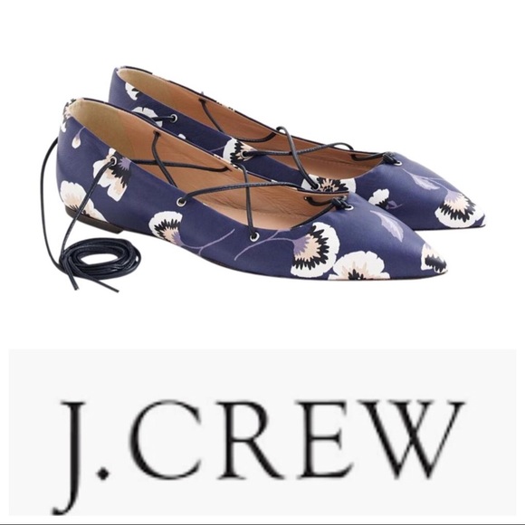 J. Crew Shoes - J. Crew Floral Lace-Up Flats